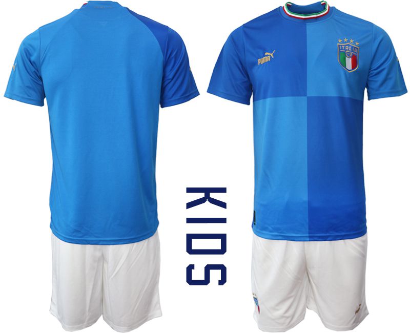 Youth 2022 World Cup National Team Italy home blue blank Soccer Jerseys